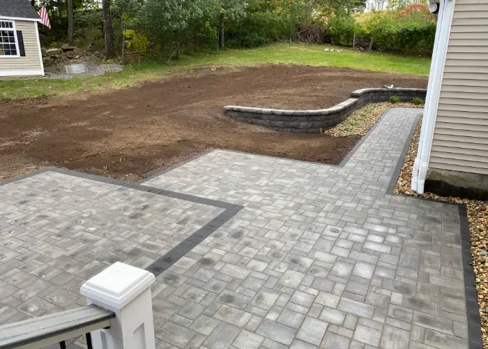 Paver Patio & Curved Seat Wall — TruScapes project in Central Minnesota