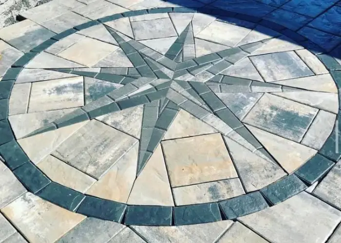Compass Rose Paver Patio Inlay — TruScapes project in Central Minnesota
