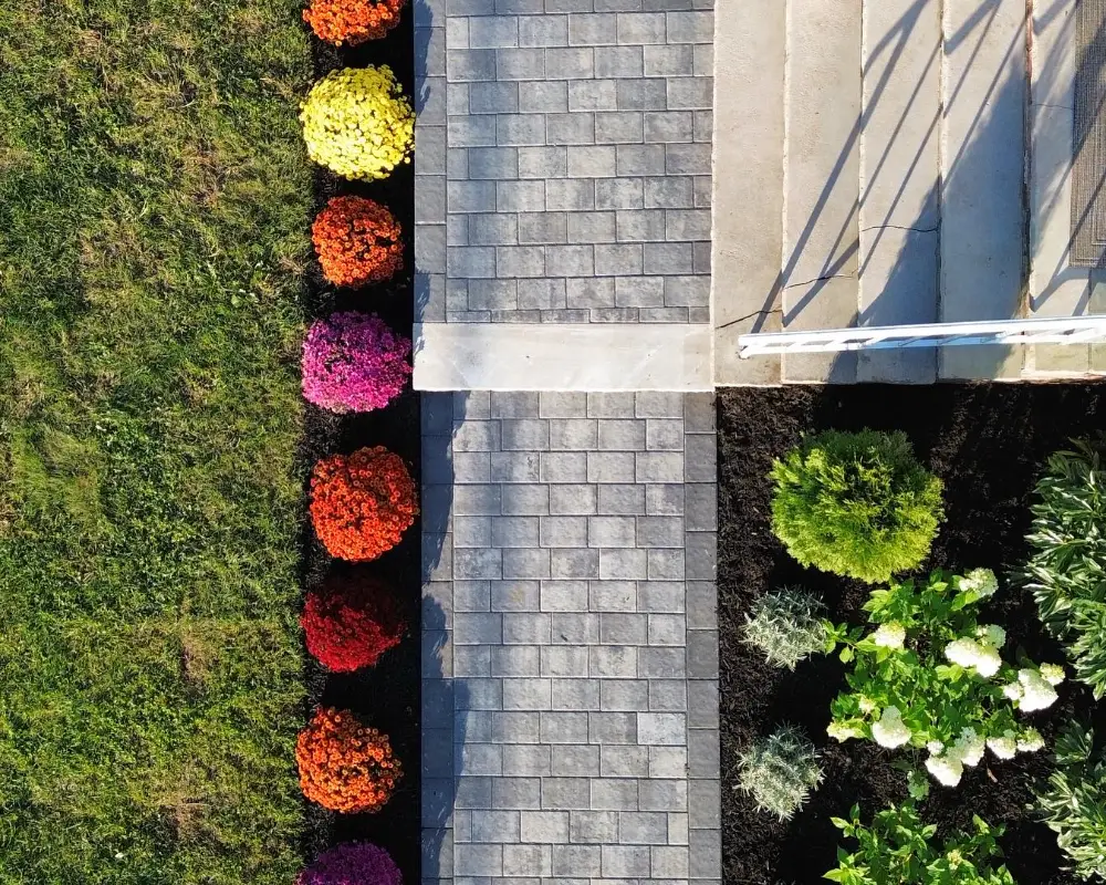 Paver Walkway with Perennial Border — TruScapes project in Central Minnesota
